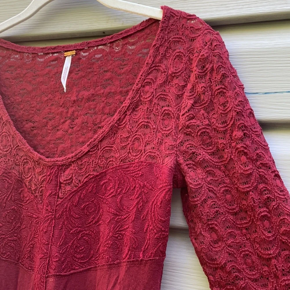 Free People Burgundy Lace Bodycon Dress